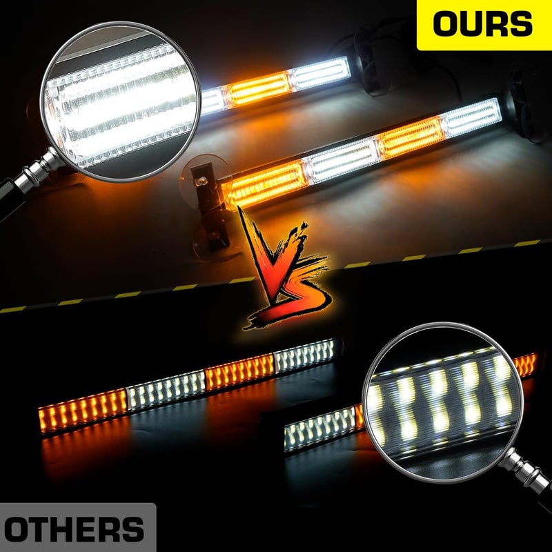 LRTER 2x17.7 Traffic Advisor Light Bar w/Digital Display Controller Windshield LED Emergency Strobe Visor Safety Warning Hazard Flashing Lights for Firefighter Police Trucks Vehicles, Amber/White - Image 5